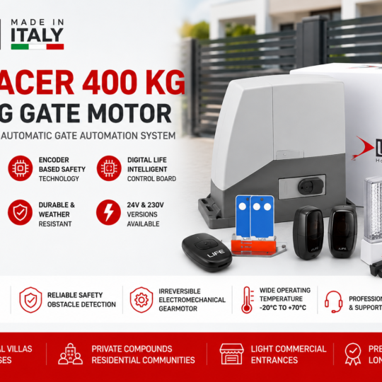 LIFE ACER 400 KG Sliding Gate Motor UAE – Italian Automatic Gate Automation System