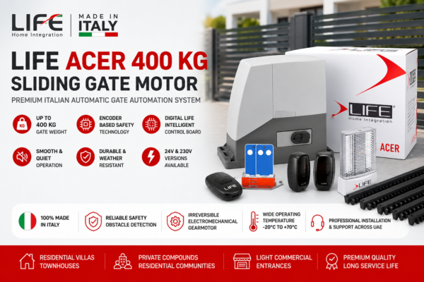 LIFE ACER 400 KG Sliding Gate Motor UAE – Italian Automatic Gate Automation System