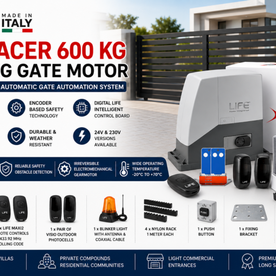 LIFE ACER 600 KG Sliding Gate Motor UAE – Italian Automatic Gate Automation System for Residential and Commercial Gates